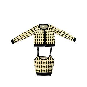 Maeve Diamond Jacquard Sweater Set - Yellow and Black - US M